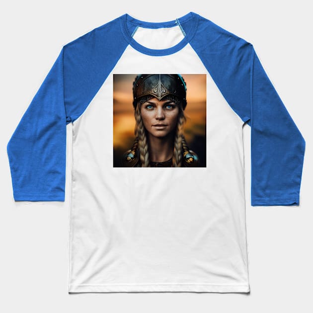 Viking Shield Maiden Baseball T-Shirt by Grassroots Green